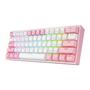 Imagem de Teclado Gamer Redragon FizzPro Rgb Branco/Rosa S/Fio Us Red