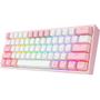 Imagem de Teclado Gamer Sem Fio Redragon Fizz Pro K616-RGB USB - Branco/Rosa (Ingles)