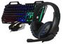 Imagem de Teclado Gamer Semi Mecânico ABNT2 Led 3 Cores, Mouse Ergonômico 6 Botões 2400 DPI Rainbow e Headset Fone de Ouvido Com Microfone Plugue P3 3,5mm