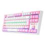 Imagem de Teclado Mecânico Gamer Redragon Daksa, Rainbow, Switch Brown, ABNT2, Branco e Rosa - K576WP-R (PT-BROWN)