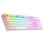Imagem de Teclado Mecânico Gamer Redragon Mitra, RGB, Switch Brown, ABNT2, Branco e Rosa