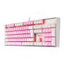 Imagem de Teclado Mecânico Gamer Redragon Single Color Mitra, Switch Blue, ABNT2, Rosa e Branco - K551PW (PT-BLUE)