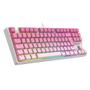 Imagem de Teclado mecanico usb gamer daksa rgb switch brown redragon k576gp-rgb branco e rosa