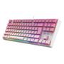 Imagem de Teclado mecanico usb gamer daksa rgb switch brown redragon k576gp-rgb branco e rosa