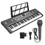 Imagem de Teclado Musical 61 Teclas Com Funções Profissionais Display Microfone Com Fio E Suporte Partitura