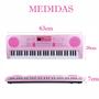 Imagem de Teclado Musical Para Iniciantes 61 Teclas Com Microfone Rosa