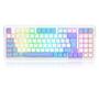 Imagem de Teclado Sem Fio Mecânico Gamer Redragon Gloria Pro, Switch Marrom, USB e Bluetooth, ABNT2, Branco - K664WBP-RGB-PRO (PT-BUMBLEBEE)