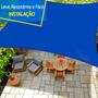 Imagem de Tela Decorativa Sombrite 90% Azul Com Bainha E Ilhós 4x4m + Kit de Instalação