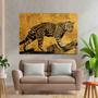 Imagem de Tela Quadro Decorativo p para Sala Quarto HallLeopardo Arte Dourada  90x60