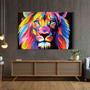 Imagem de Tela Quadro decorativo p sala leão Colorido Pop Art 40x60