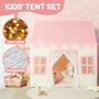 Imagem de Tenda de jogos Wilwolfer Pink Kids com tapete acolchoado e luzes estelares