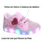 Imagem de Tenis Calçado Luzinha Led Infantil Menina Coração Com Pulseira Rosa