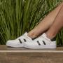 Imagem de Tênis Casual Feminino Sapatenis Básico Clássico Leve Macio Flat Modelo Branco e Preto