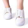 Imagem de Tênis Casual Feminino Sola Alta Flatform Básico Love Liso Cadarço