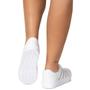 Imagem de Tenis Casual Listras Feminino Branco Prata Estilo Shoes