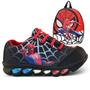 Imagem de tenis de led infantil masculino homem aranha com luzinha meninos mais mochila