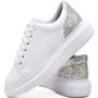 Imagem de Tênis Feminino Branco Detalhe Glitter Prata