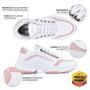 Imagem de Tenis Feminino Branco Rose Godiva Caminhada Academia Confortável