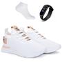 Imagem de Tênis Feminino Esportivo para Caminhada Branco Treino Relógio E Meia - Bf Shoes