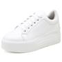 Imagem de Tênis Feminino Flat Form Casual Confortável Liso Cadarço Branco 35