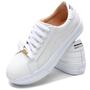 Imagem de Tenis Feminino Plataforma Branco Casual Couro Confortável