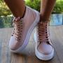 Imagem de Tenis Feminino Rosa com Solado tratorado Plataforma. Botinha Feminina Sola Alta.
