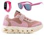 Imagem de Tenis Infantil Casual Jogger Meninas Escolar Basico + Chinelo Oculos Relogio