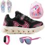 Imagem de Tenis Infantil Casual Jogger Meninas Escolar Basico + Mochila Chinelo Oculos Relogio