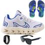 Imagem de Tenis Infantil Casual Jogger Meninos Escolar Basico + Chinelo Oculos Relogio