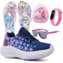 Imagem de Tenis Infantil De Amarrar Meninas Leve Desenhos LIGHT + Mochila Chinelo Oculos Relogio