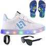 Imagem de Tenis Infantil De Led Casual Escolar Sapatenis Meninos Street Calce Facil + Chinelo Oculos Relogio