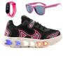 Imagem de Tenis Infantil De Led Casual Jogger Meninas Escolar Basico + Oculos Relogio