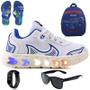 Imagem de Tenis Infantil De Led Casual Jogger Meninos Escolar Basico + Mochila Chinelo Oculos Relogio