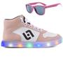 Imagem de Tenis Infantil De Led Meninas Botinha Cano Alto Escolar Casual Basico + Oculos