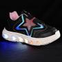 Imagem de Tenis Infantil De Led Meninas Estrela Holografico Casual LIGHT + Relogio