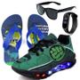 Imagem de Tenis Infantil De Led Super Heroi Incrivel Meninos + Chinelo Oculos Relogio