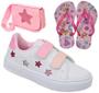 Imagem de Tênis Infantil Feminino Menina Estrela Glitter+ Chinelo + Bolsa Escolar Novo