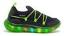 Imagem de Tenis infantil pé com pé bubble led luz slip on preto/verde