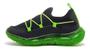 Imagem de Tenis infantil pé com pé bubble led luz slip on preto/verde