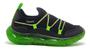 Imagem de Tenis infantil pé com pé bubble led luz slip on preto/verde