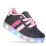 Imagem de Tênis Led Luz Glitter Feminino infantil meninas Preto Rosa