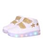 Imagem de Tenis Led luz pisca Menina Estrela Branco glitter Feminino Luz Barato