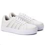 Imagem de Tenis Listras Casual Feminino Branco Dourado Estilo Shoes