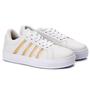 Imagem de Tenis Listras Casual Feminino Branco Dourado Estilo Shoes