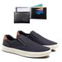 Imagem de Tênis Masculino Slip On Cadarço Conforto + Carteira Kit 2