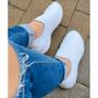 Tênis Meia Feminino Branco Slip On Bordado - Anabe Calcados Imagem de Tênis Meia Feminino Branco Slip On Bordado