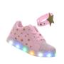 Imagem de Tenis rosa glitter com luzinha de LED que pisca brilha para meninas com pulseira