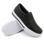 Imagem de Tenis Slip On Amanda Block Liso com Elasticos e Sola Alta Reta Detalhe Listra