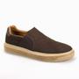 Imagem de Tênis Slip On Café Masculino Casual Social  Em Couro Nobuck Macio Leve