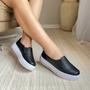 Imagem de Tênis Slip On Feminino Preto Liso Flatform Detalhe Listra